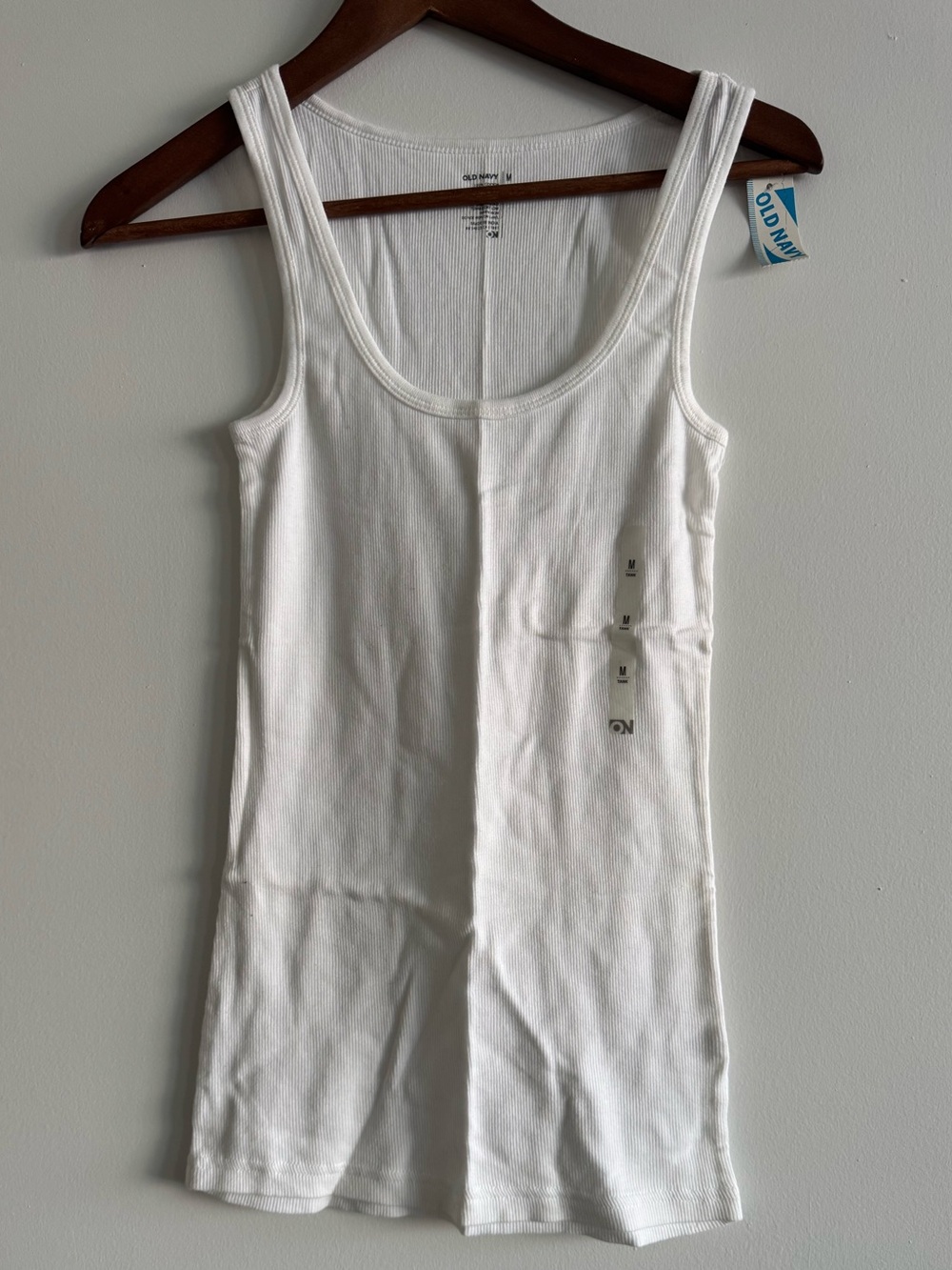 Old Navy White Ribbed Tank Top - Slim Scoop Neck